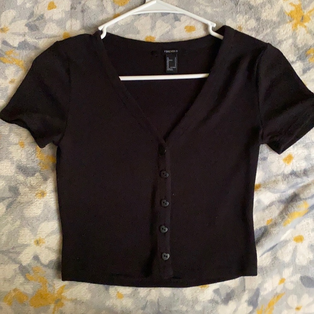 Cropped shirt, brand: forever 21, size S, color black